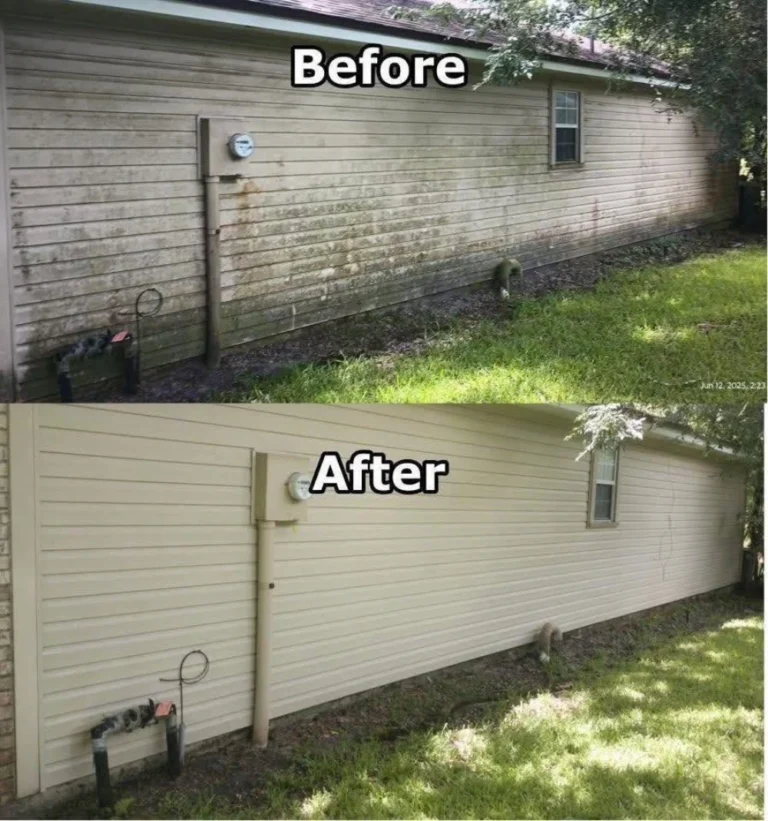 Soft washed vinyl siding before and after in Jacksonville, FL